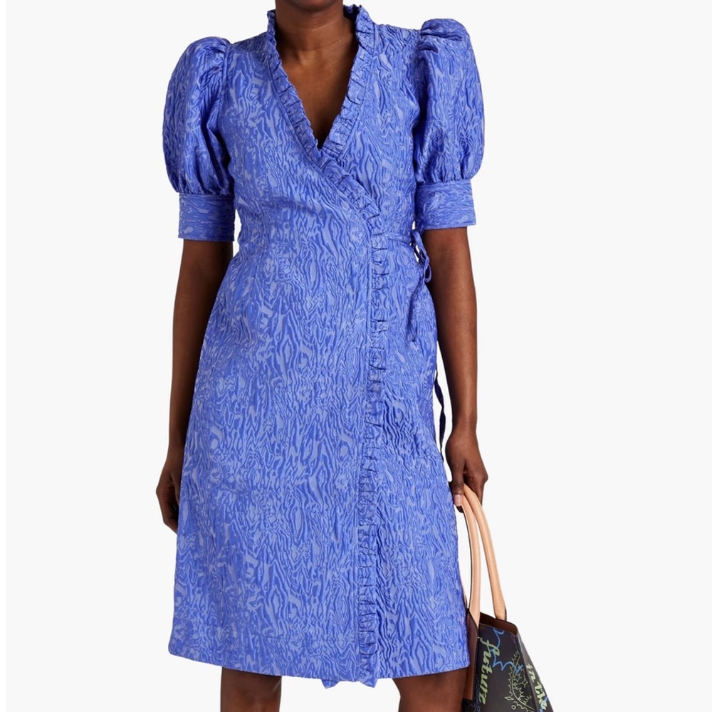 GANNI Cloque wrap dress size 12 - Picture 3 of 6